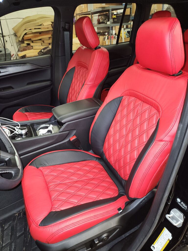 Red and black custom vehicle seats